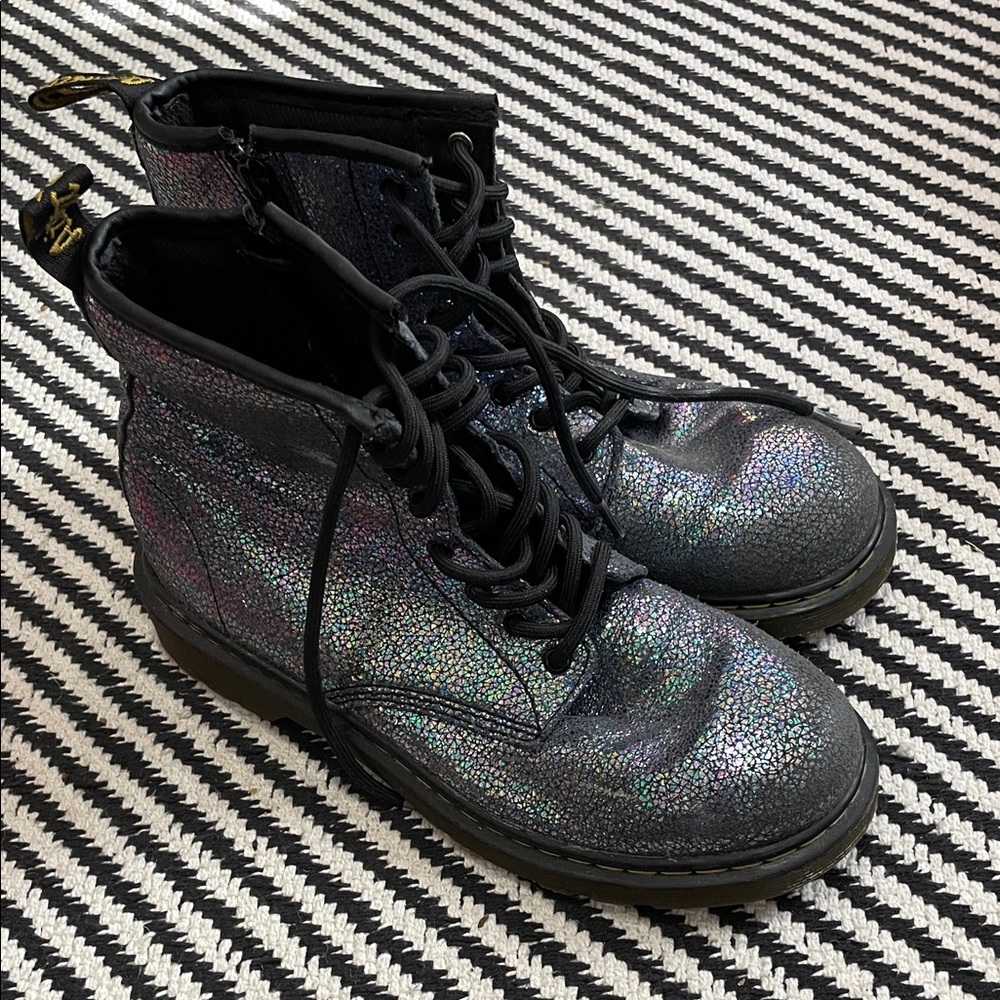 Dr. Martens Shimmering Black Combat Boots